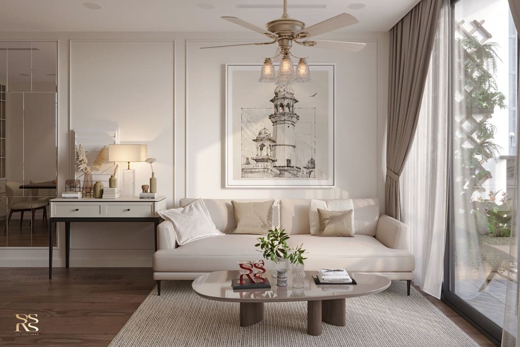 Thiết kế nội thất phòng khách căn hộ EcoGreen Saigon