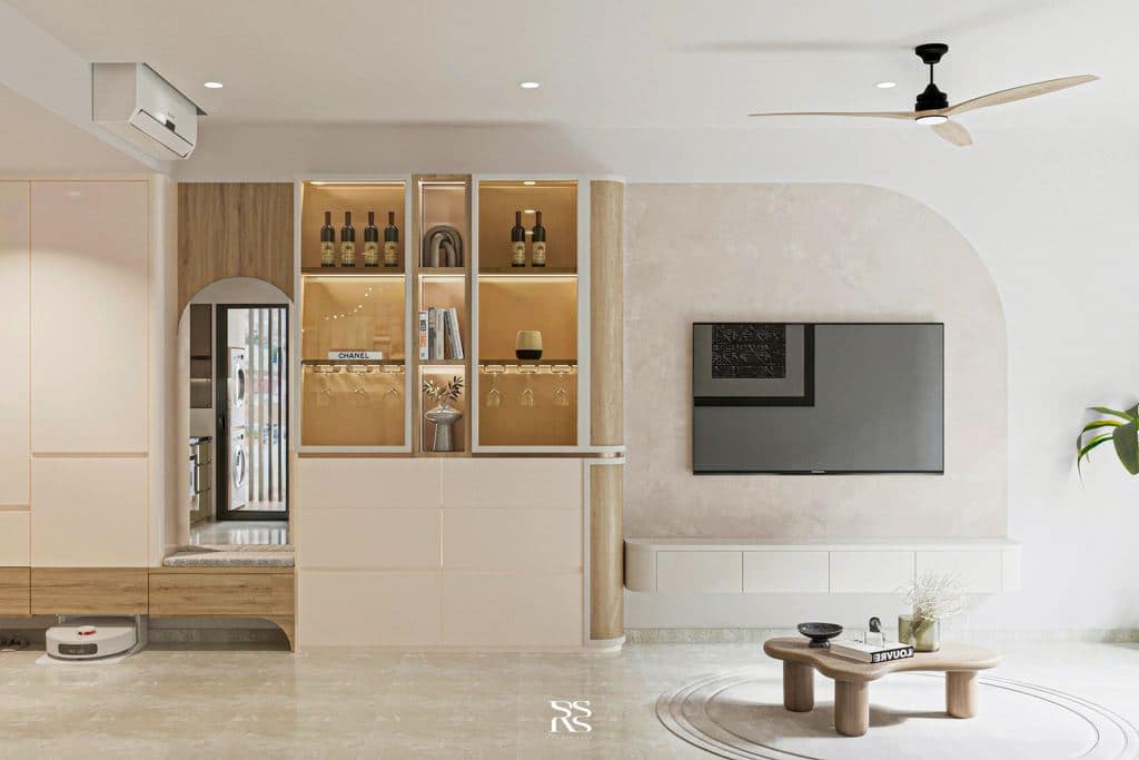 Thiết kế nội thất phòng khách căn hộ Celesta Rise - Keppel Land, Japandi - Modern