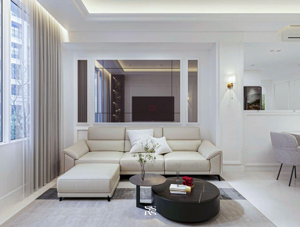 Thiết kế nội thất phòng khách căn hộ Sunrise City South, Neo Classical - Modern