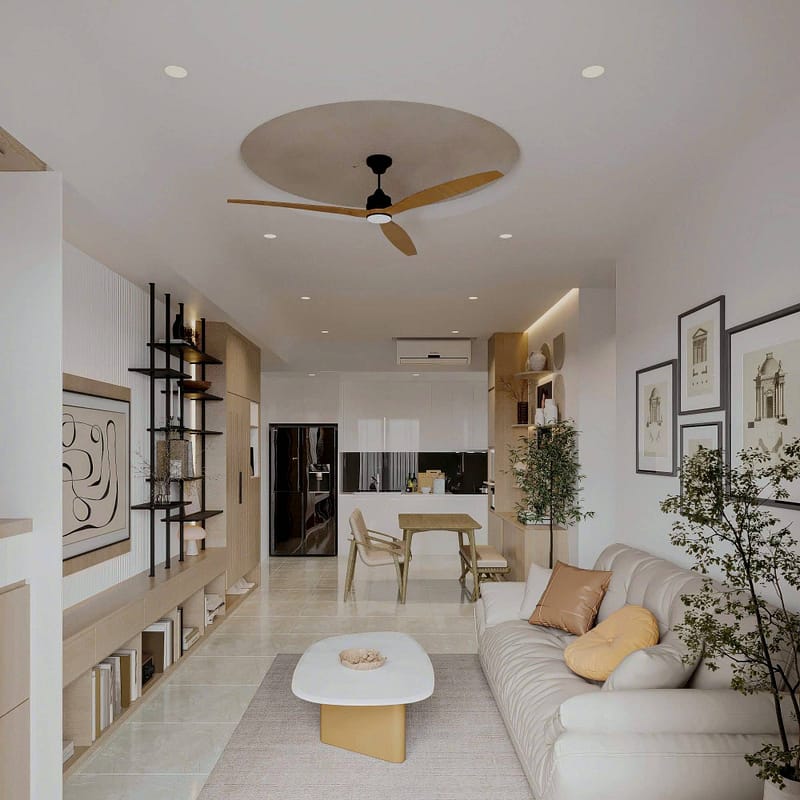 Thiết kế nội thất phòng khách căn hộ Celesta Rise - Keppel Land - Japandi